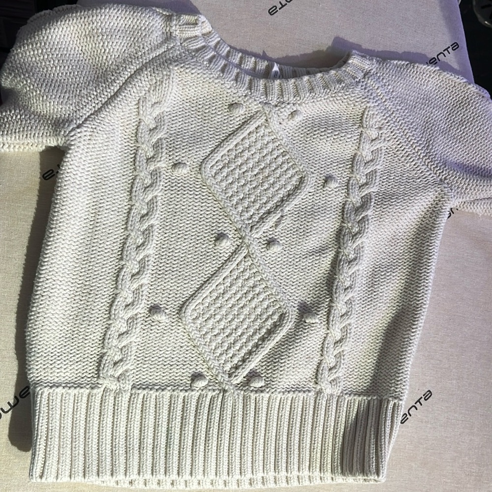 Winter white toddler girl knit sweater. Size 5T